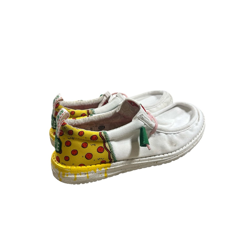 Hey Dude Wally Funk TMNT Pizza Shoes Mens 8 White Red Loafers 43616-119